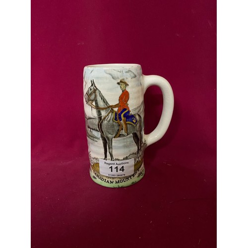 114 - Clarice Cliff Canadian mounty mug