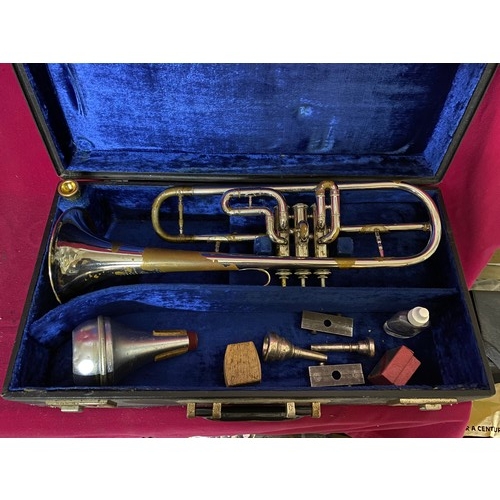 206 - Rampone & Cazzani trumpet complete with mouth pieces and silencer in original case