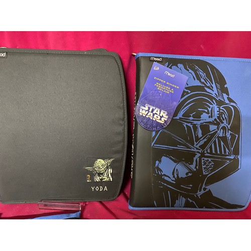 285 - 3 Star Wars Fabric Binders and 4 Star Wars zipper pouch cases.