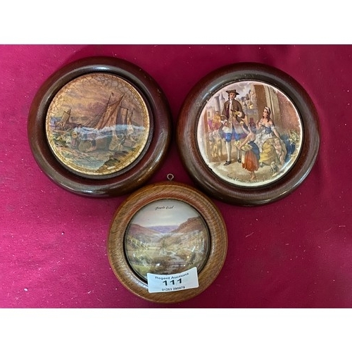 111 - 3 antique pot lids