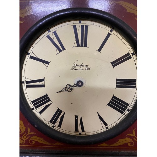 929 - Decorative wooden clock from Country Corner. Quartz movement and 1 hand missing, 60cms tall.