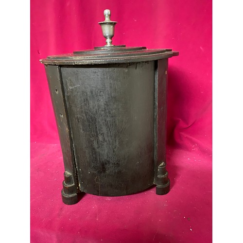 938 - Antique wooden log box with decorative feet and metal handle,  46cms tall.