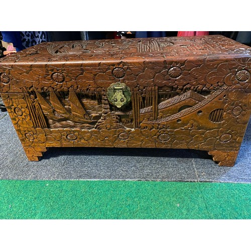 667 - Decorative Eastern style camphor chest measuring 80 x 37 x 40 cms tall