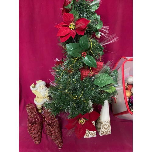 670 - Selection of Christmas ornaments and tree.