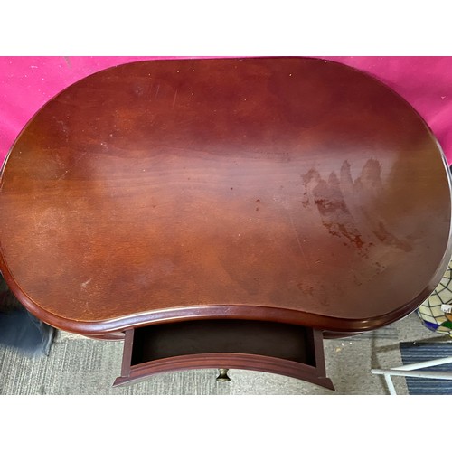 700 - Kidney shaped occasional table with drawer measuring 57 cms wide x 74 cms tall