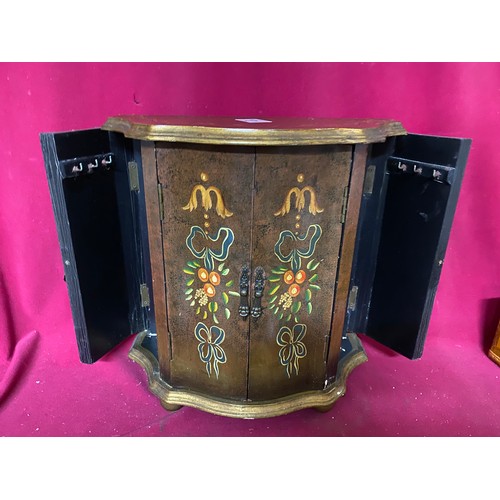 701 - 2 wooden ornate jewellery boxes with tallest measuring 34 cms tall