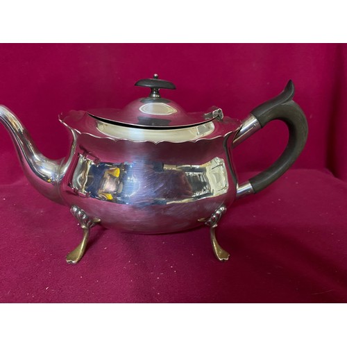 982 - Antique Bachelors 3 piece silver teaset hallmarked Sheffield 1905 + 1915 and Chester 1922