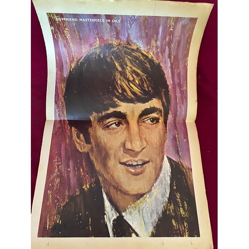 985 - 5 x 1965 Boyfriend magazines with complete Beatles posters inside in excellent condition