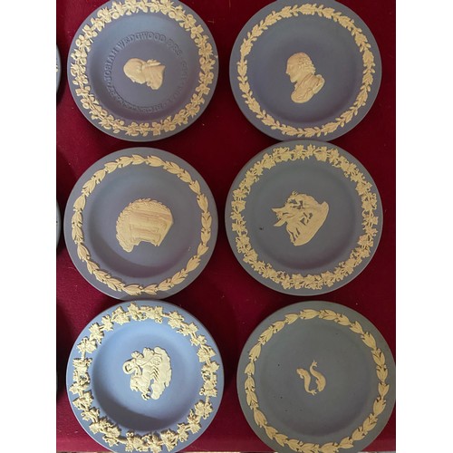 648 - Selection of 12 blue Wedgewood jasperware pin trays