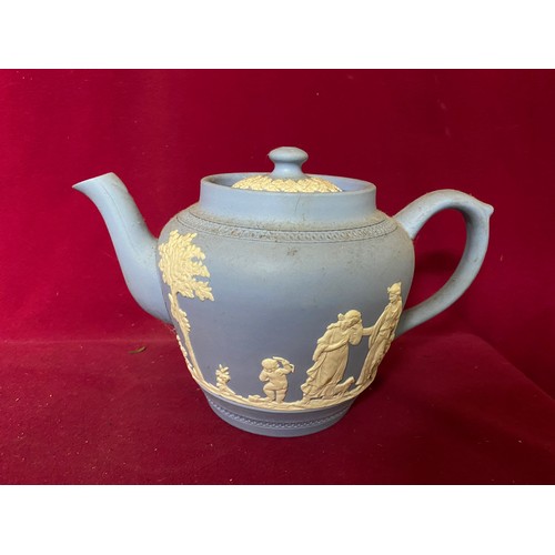 651 - Wedgwood light blue Jasperware teapot