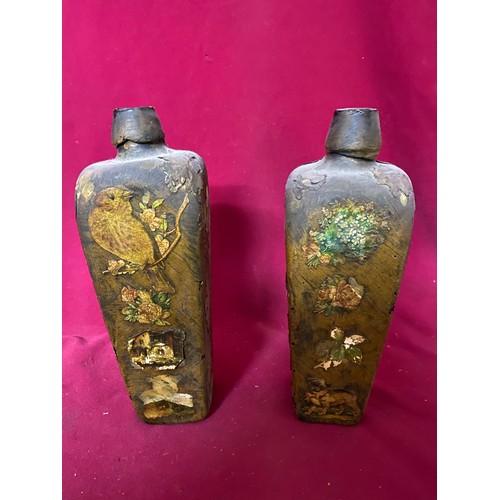 918 - Pair of Antique Victorian Decoupage vases