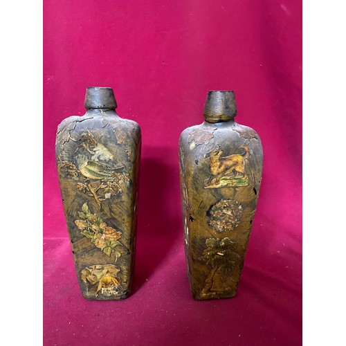 918 - Pair of Antique Victorian Decoupage vases