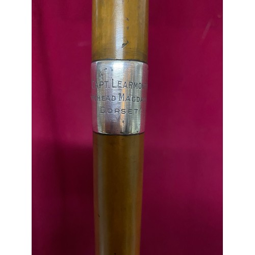 634 - Engraved walking stick belonging to Admiral Sir  Frederick Charles Learmonth [1866-1941] an Officer ... 