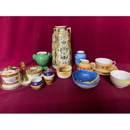 911 - Selection of Noritake porcelain including Vase and Cruet set and others.