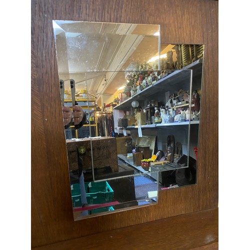 988 - Art deco oak overmantle mirror measuring 138 x 58cms