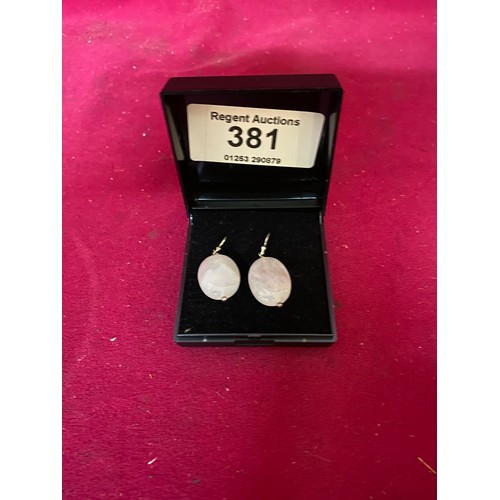 381 - Rose quartz and silver ear-rings