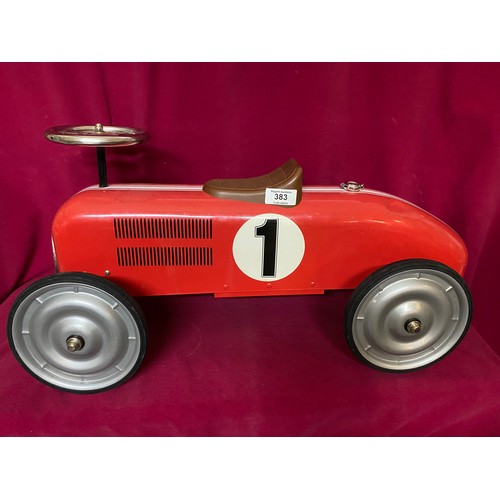 383 - Large tin plate racing car 75cms in length