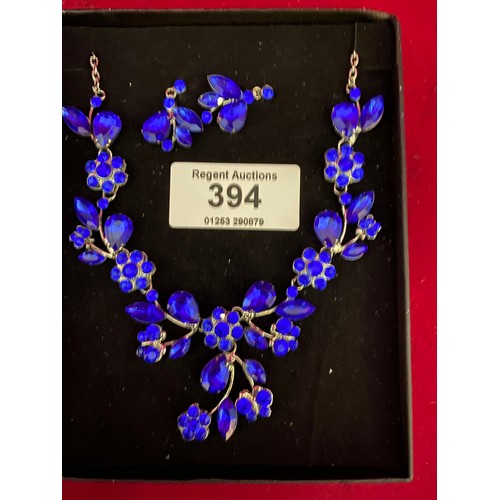 394 - Brilliant Blue necklace and ear-ring set