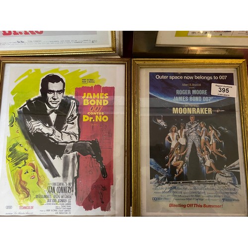 395 - Collection of 4 James Bond mini posters in frames.