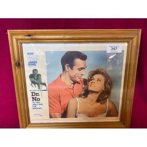 397 - Vintage 1962 James Bond framed Dr No mini poster.