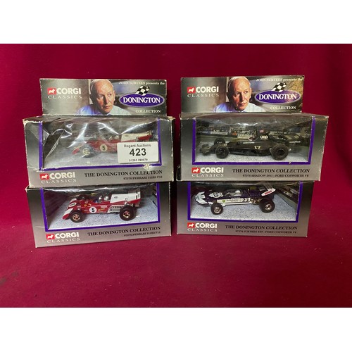 423 - 4 boxed Corgi Donnington racing cars