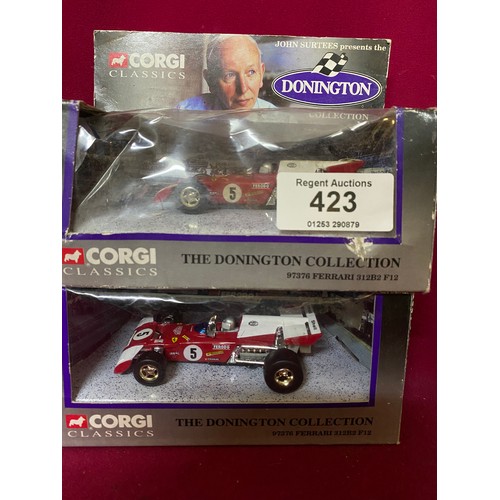 423 - 4 boxed Corgi Donnington racing cars