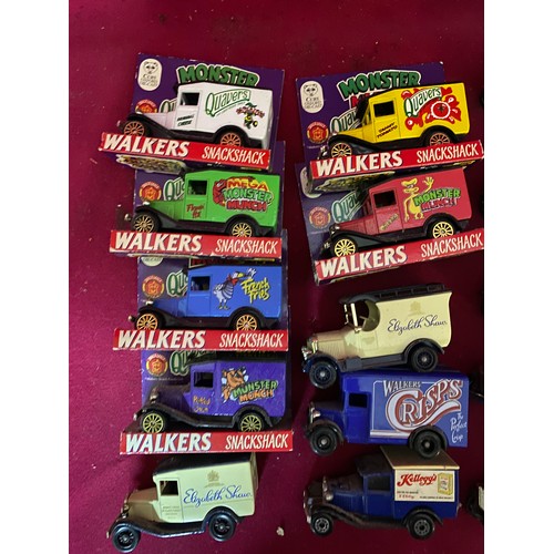 499 - Complete set of Lledo Walkers Snackshack die cast models and 14 x Lledo die cast vans