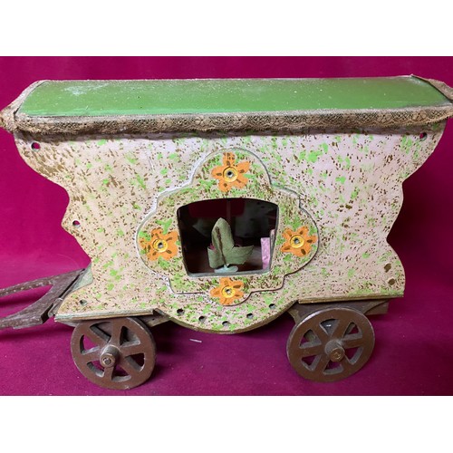525 - Antique hand made wooden gypsy caravan with hand made  furniture inside