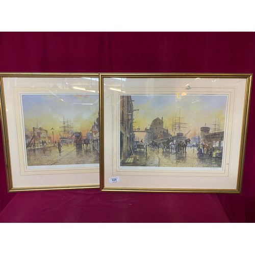 526 - 2 Prints of Manchester Docks by JL Chapman. 67x55cms