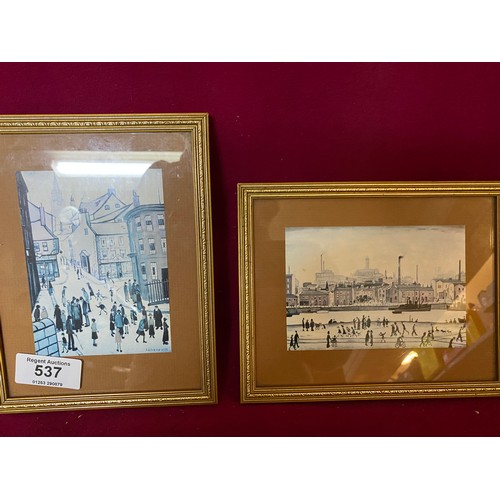 537 - 5 Framed L S Lowery prints in ornate gold frames measuring 22x18cms.  Yachts at Lytham, Piccadilly C... 