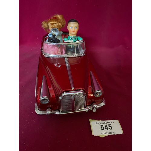 545 - Vintage boxed Tin-Plate ‘Photoing On Car’ battery operated toy in excellent condition