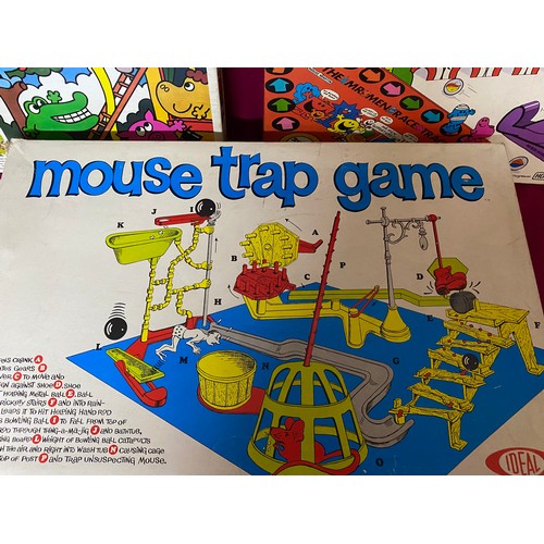 600 - 3 vintage board games including, The Mouse Trap 1963 edition, Mr Men Marble Race with original glass... 