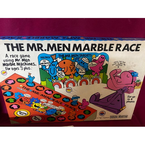 600 - 3 vintage board games including, The Mouse Trap 1963 edition, Mr Men Marble Race with original glass... 