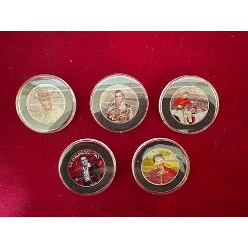 398 - Collection of 5 collectable Elvis coins