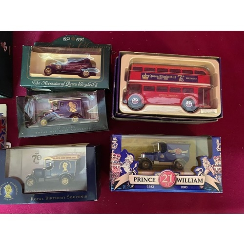 490 - Collection of 8 Royal die cast models including Corgi CC82304 Routemaster Bus, Corgi CH1002 '60th bi... 