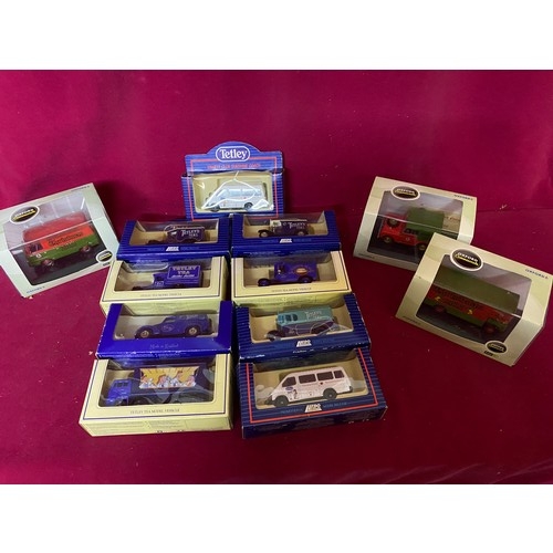 491 - 9 x Lledo Tetley tea die cast collectable models and 3 x Oxford Commericals, a LAN180007, 76TK015 an... 