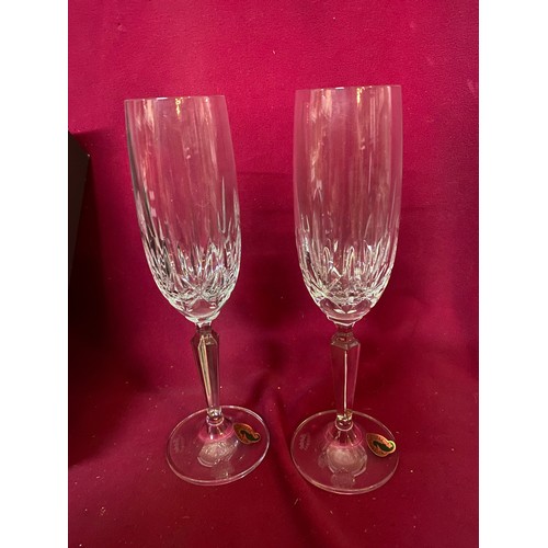 632 - Waterford Crystal Pair of Nocturne collection Champagne flutes, boxed.