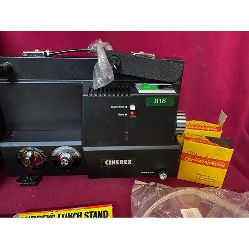 638 - Vintage cinerex 818 dual movie projector with 4 reels, Sea Monster, Chilly Willy, Circus Thrills, Au... 