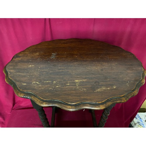 643 - Antique solid mahogany table with barley twist legs.