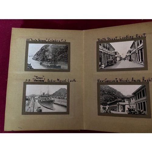 649 - Antique photograph album c.1917 of the newly opened Panama canal and family photo's of Cuba.