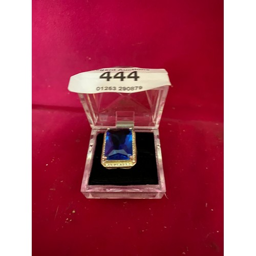 444 - Large sterling silver ring with Blue stone.