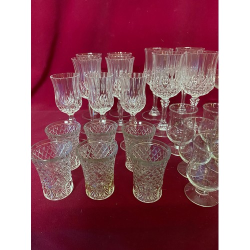 620 - Selection of wine glasses, champagne saucers and brandy glasses.