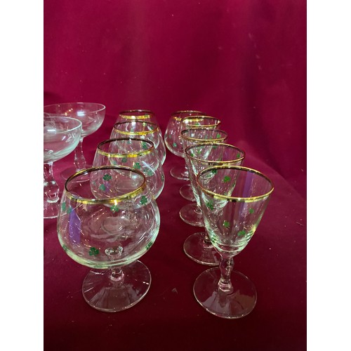 620 - Selection of wine glasses, champagne saucers and brandy glasses.