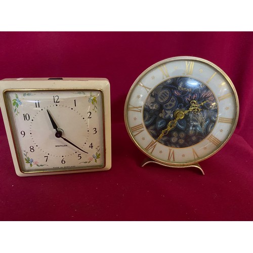 111 - Collection of clocks with various makes including Smiths, Westclox, Quartz, Fortuna. Includes a Smit... 