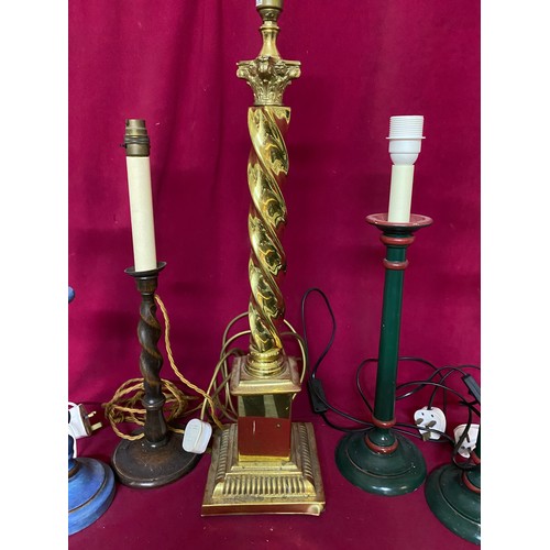 115 - Selection of column lamps with largest in gold metal measuring