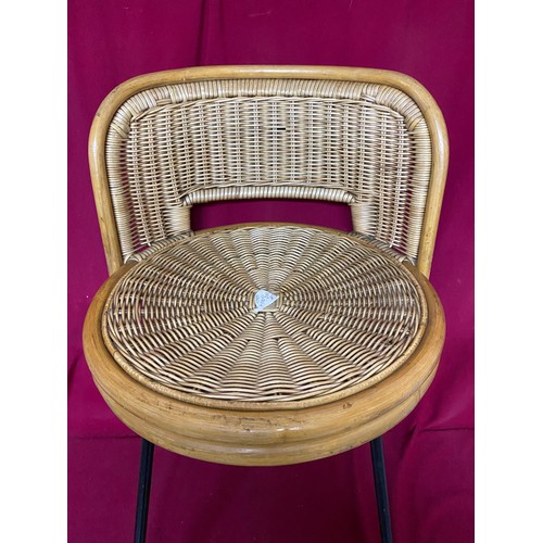 131 - Mid Century Boho Tiki rattan stool