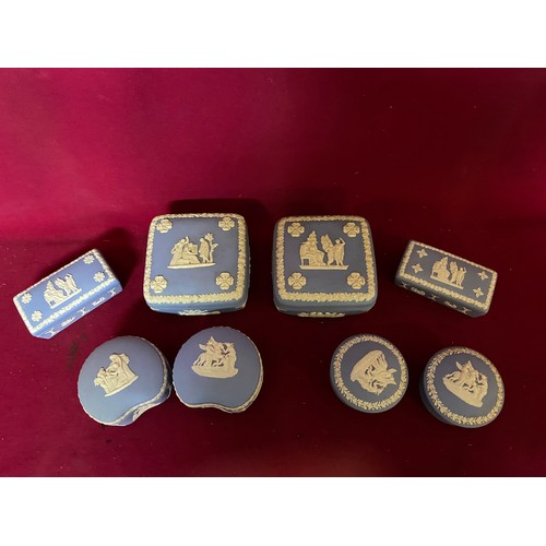 166 - Selection of 4 pairs of Wedgewood jasperware trinket boxes