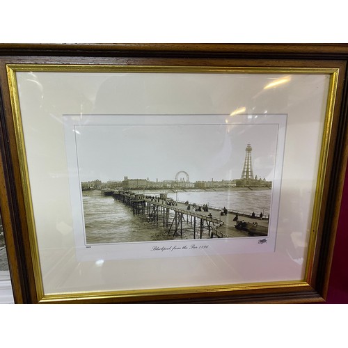 184 - 3 historical Francis Frith glass framed prints featuring scenes of Blackpool circa 1896-1906. Also, ... 