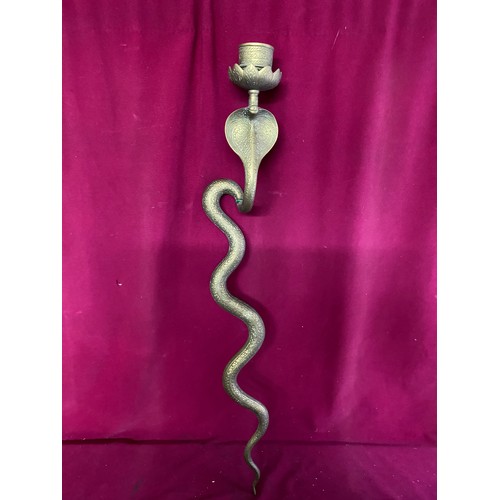 225 - Brass snake candle holder measuring 76 cms long