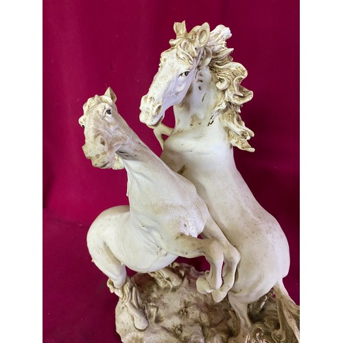 232 - Pair of prancing horses statue by Arcadia